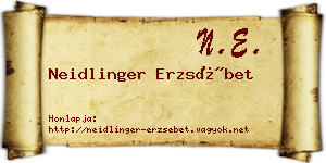 Neidlinger Erzsébet névjegykártya
